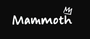 Text logo with "Mammoth" and a small crown above it on a black background.